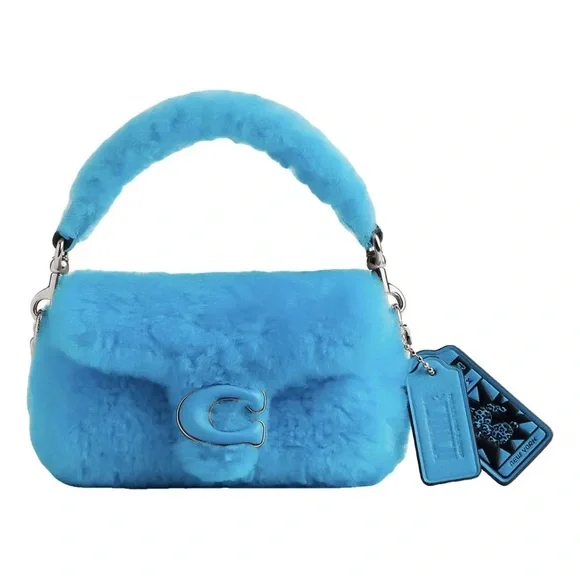 πππ COACH THE LIL NAS X DROP TABBY 18 SHEARLING/LEATHER SHOULDER BAG - Picture 1 of 15